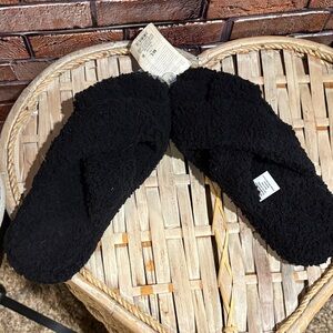 Stars Above Black Fuzzy Slippers